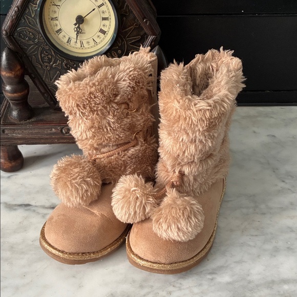 Makalu California Other - Cozy Tan Kids Boots with Pom Poms